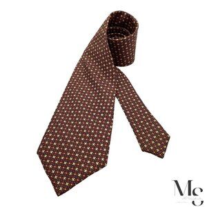 MACMILLAN 7 Folds XL Burgundy Geometric Silk Tie W: 4" EX COND